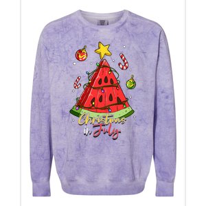 Christmas In July Watermelon Tree Colorblast Crewneck Sweatshirt