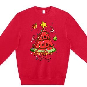 Christmas In July Watermelon Tree Premium Crewneck Sweatshirt