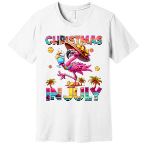 Christmas In July Flamingo Beach Summer Hawaii Premium T-Shirt