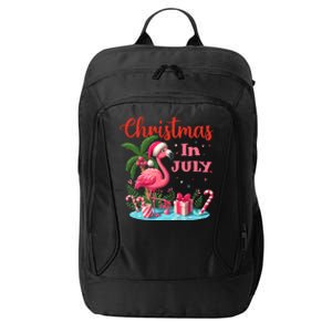 Christmas In July Flamingo Santa Hat City Backpack