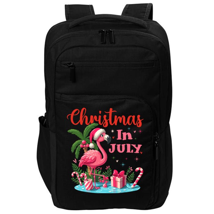 Christmas In July Flamingo Santa Hat Impact Tech Backpack