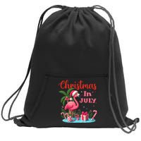 Christmas In July Flamingo Santa Hat Sweatshirt Cinch Pack Bag