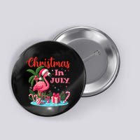 Christmas In July Flamingo Santa Hat Button
