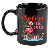Christmas In July Flamingo Santa Hat 11oz C Handle Ceramic Mug