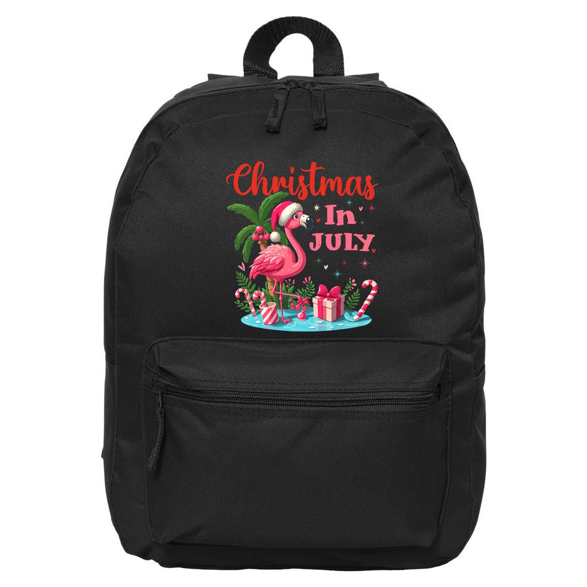 Christmas In July Flamingo Santa Hat 16 in Basic Backpack