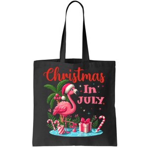 Christmas In July Flamingo Santa Hat Tote Bag