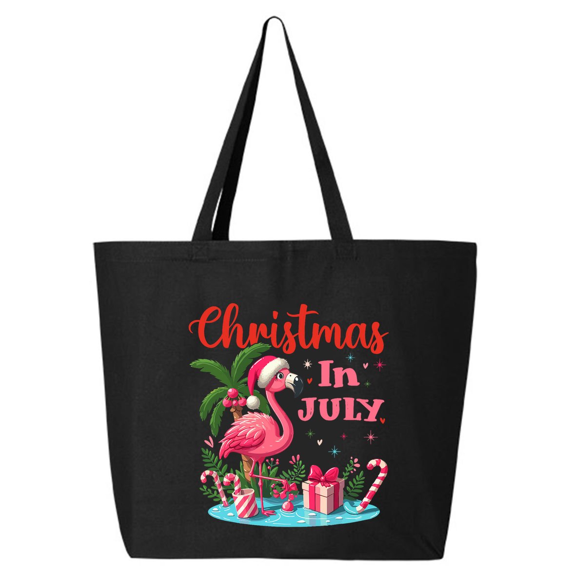 Christmas In July Flamingo Santa Hat 25L Jumbo Tote