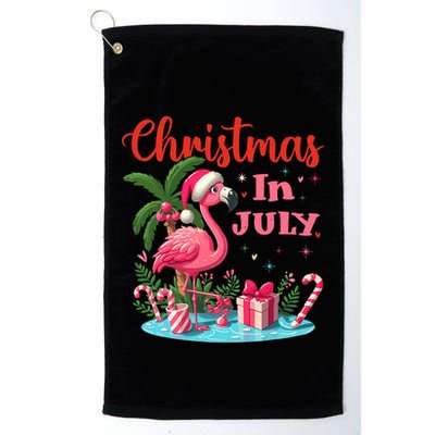 Christmas In July Flamingo Santa Hat Golf Towel