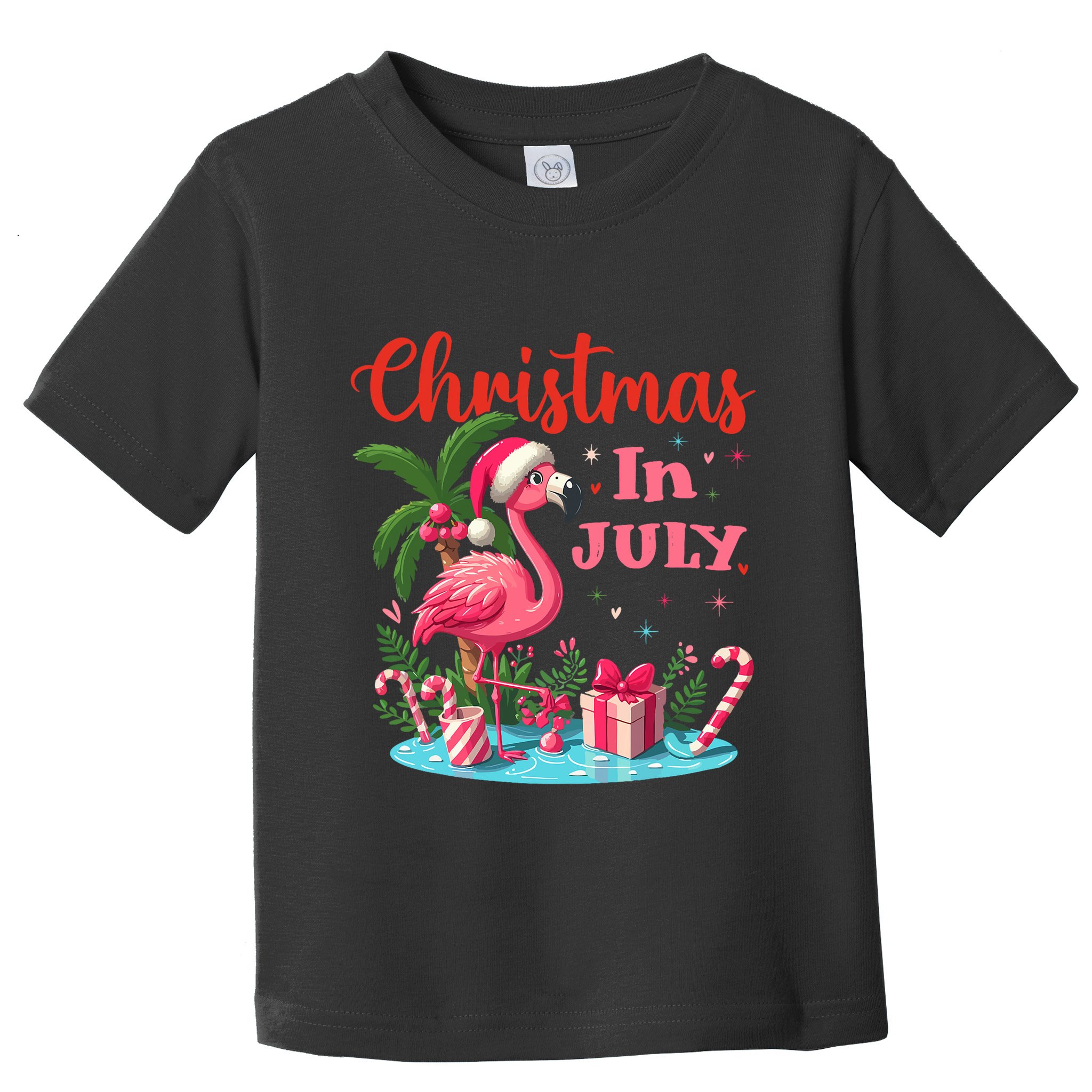 Christmas In July Flamingo Santa Hat Toddler T-Shirt