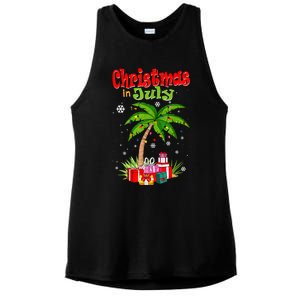 Christmas In July Palm Tree Xmas Tree Beach Summer Vacation Ladies PosiCharge Tri-Blend Wicking Tank