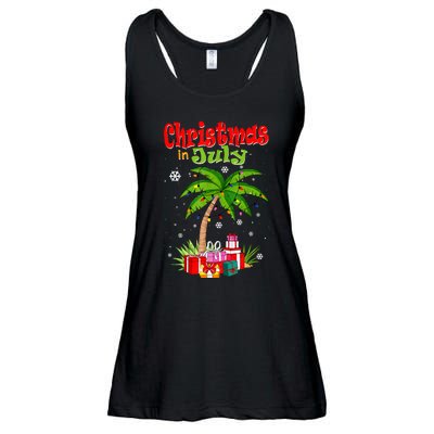 Christmas In July Palm Tree Xmas Tree Beach Summer Vacation Ladies Essential Flowy Tank