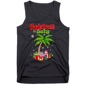 Christmas In July Palm Tree Xmas Tree Beach Summer Vacation Tank Top