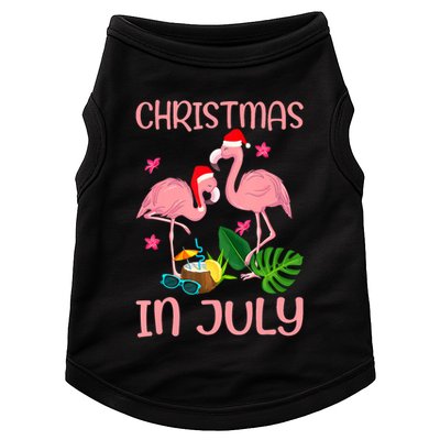 Christmas In July Flamingo Wearing Santa Hat Doggie Tank