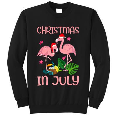 Christmas In July Flamingo Wearing Santa Hat Sweatshirt