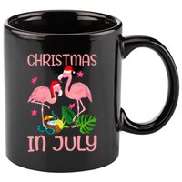 Christmas In July Flamingo Wearing Santa Hat 11oz C Handle Ceramic Mug