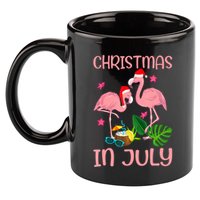 Christmas In July Flamingo Wearing Santa Hat 11oz C Handle Ceramic Mug