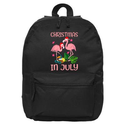 Christmas In July Flamingo Wearing Santa Hat 16 in Basic Backpack