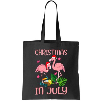 Christmas In July Flamingo Wearing Santa Hat Bag