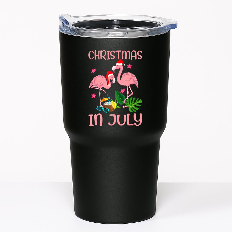 Christmas In July Flamingo Wearing Santa Hat Tumbler