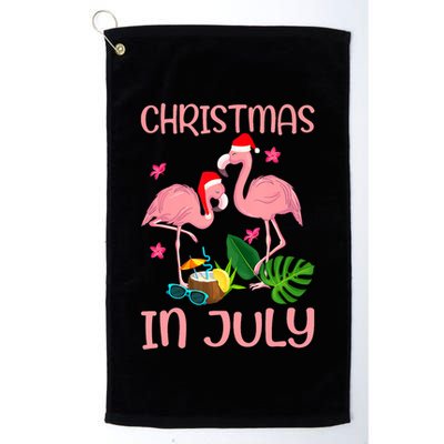 Christmas In July Flamingo Wearing Santa Hat Golf Towel