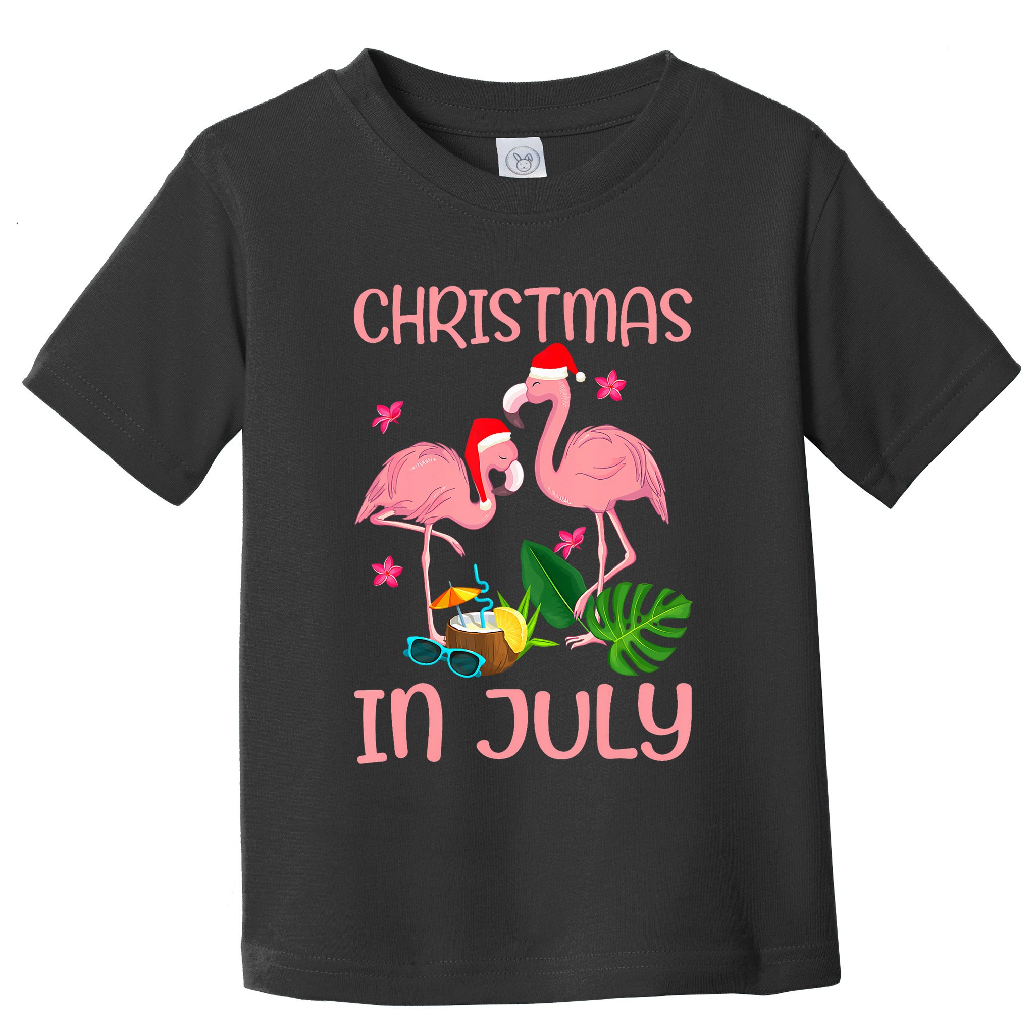 Christmas In July Flamingo Wearing Santa Hat Toddler T-Shirt