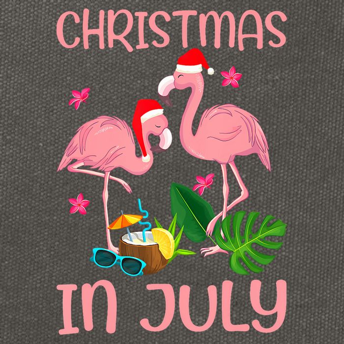 Christmas In July Flamingo Wearing Santa Hat Cotton Canvas Backpack