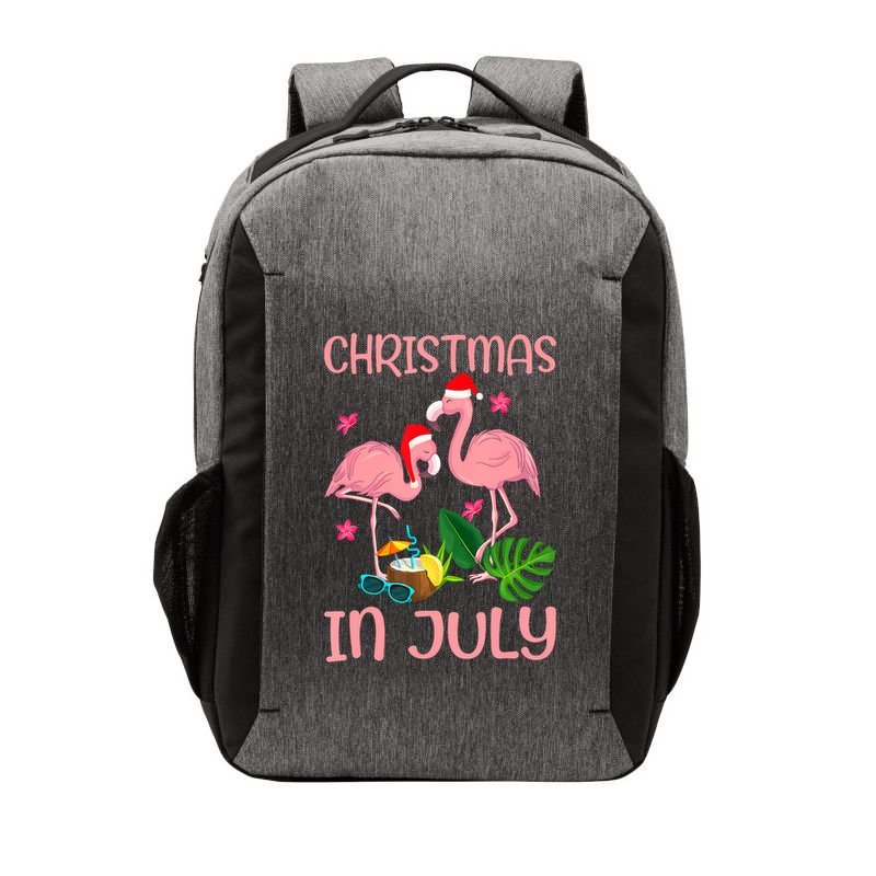 Christmas In July Flamingo Wearing Santa Hat Vector Backpack