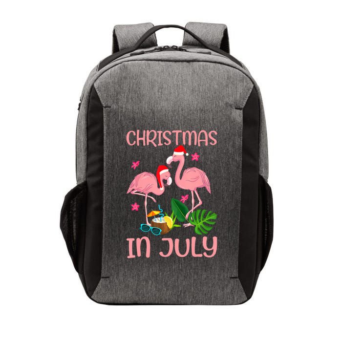 Christmas In July Flamingo Wearing Santa Hat Vector Backpack