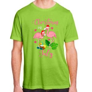 Christmas In July Flamingo With Santa Hat Adult ChromaSoft Performance T-Shirt