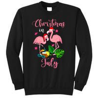 Christmas In July Flamingo With Santa Hat Sweatshirt