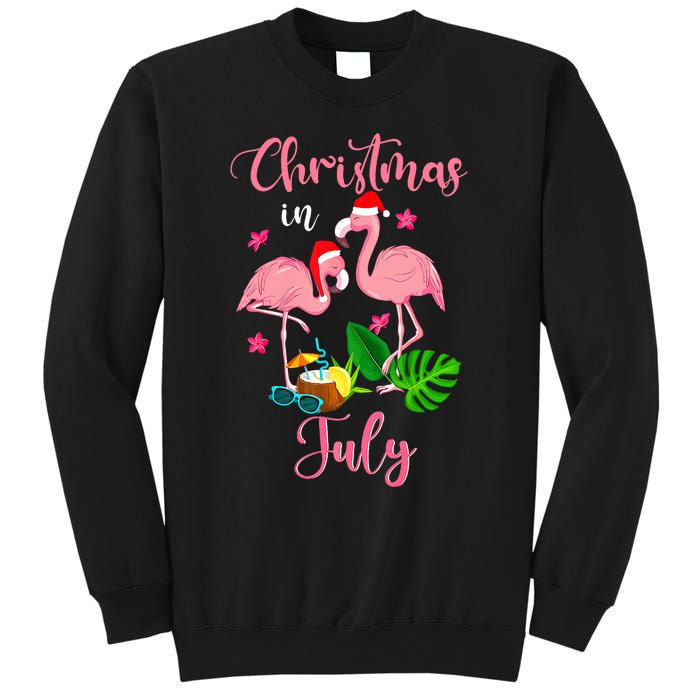 Christmas In July Flamingo With Santa Hat Sweatshirt