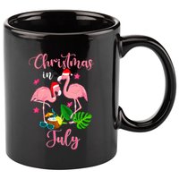 Christmas In July Flamingo With Santa Hat 11oz C Handle Ceramic Mug