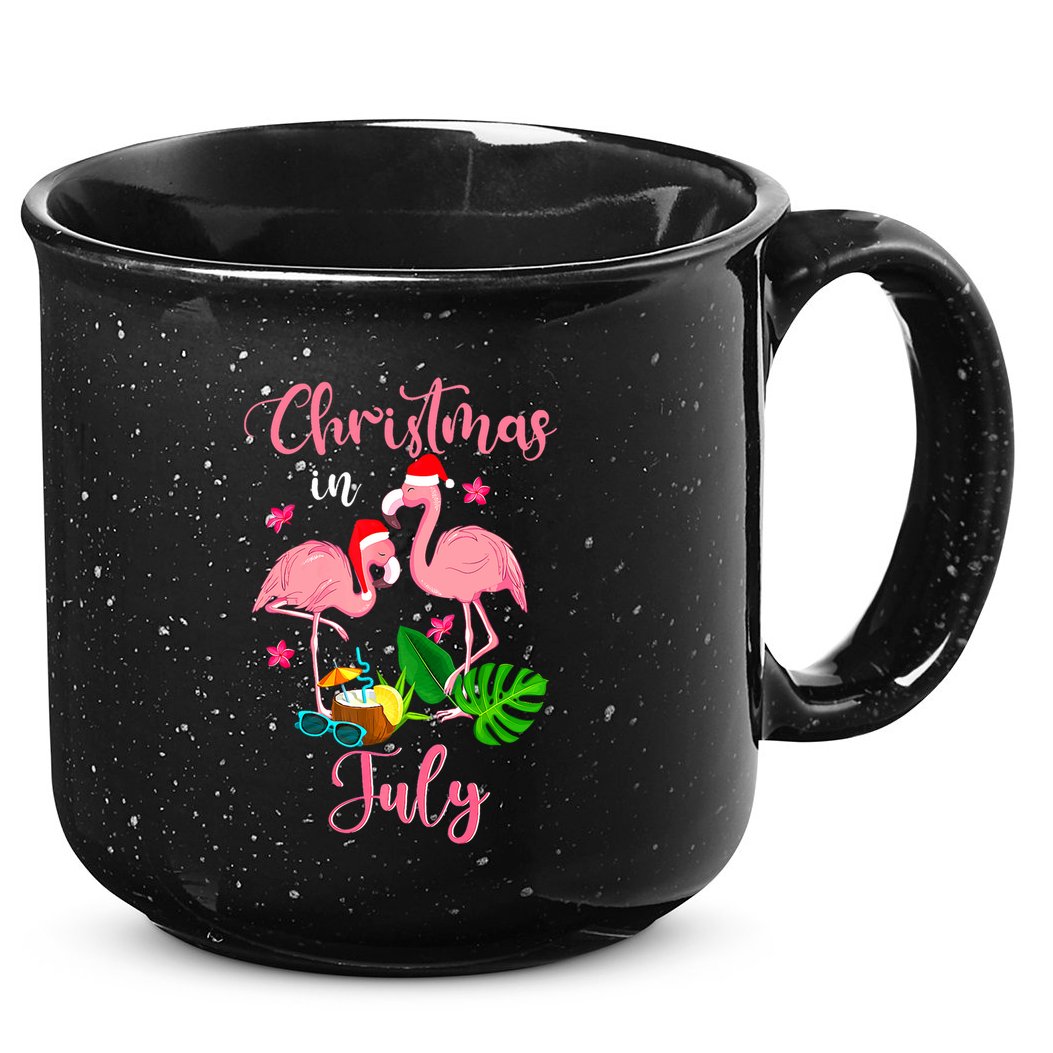 Christmas In July Flamingo With Santa Hat 15oz Campfire Ceramic Mug
