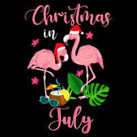 Christmas In July Flamingo With Santa Hat Drawstring Bag