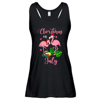 Christmas In July Flamingo With Santa Hat Ladies Essential Flowy Tank