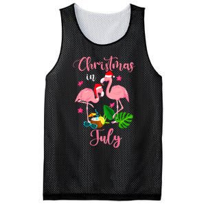 Christmas In July Flamingo With Santa Hat Mesh Reversible Basketball Jersey Tank