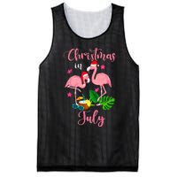 Christmas In July Flamingo With Santa Hat Mesh Reversible Basketball Jersey Tank