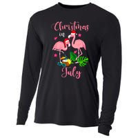 Christmas In July Flamingo With Santa Hat Cooling Performance Long Sleeve Crew