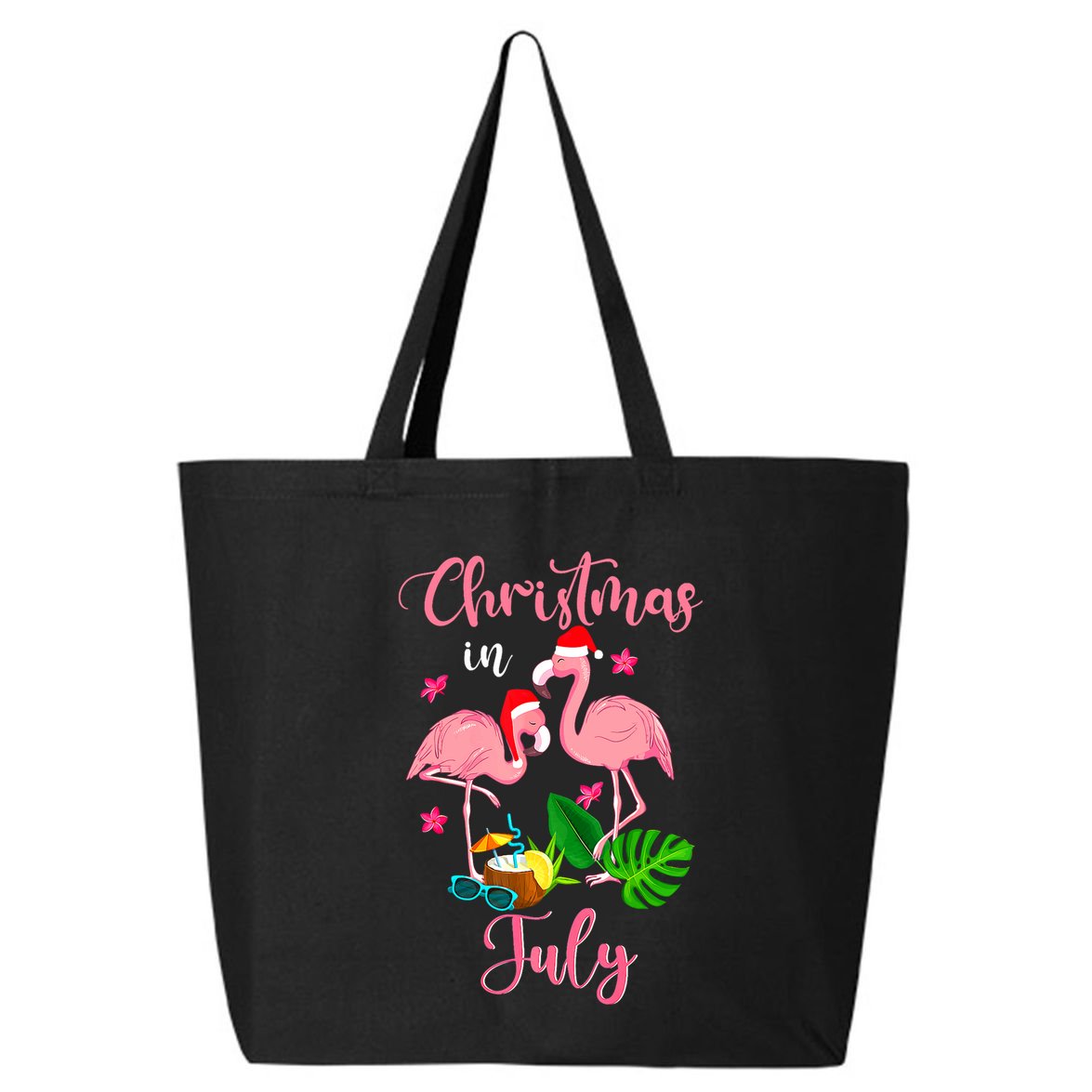 Christmas In July Flamingo With Santa Hat 25L Jumbo Tote