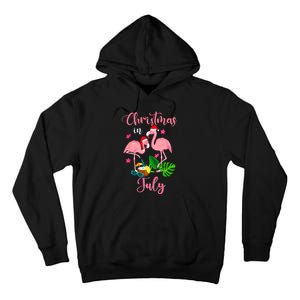 Christmas In July Flamingo With Santa Hat Tall Hoodie