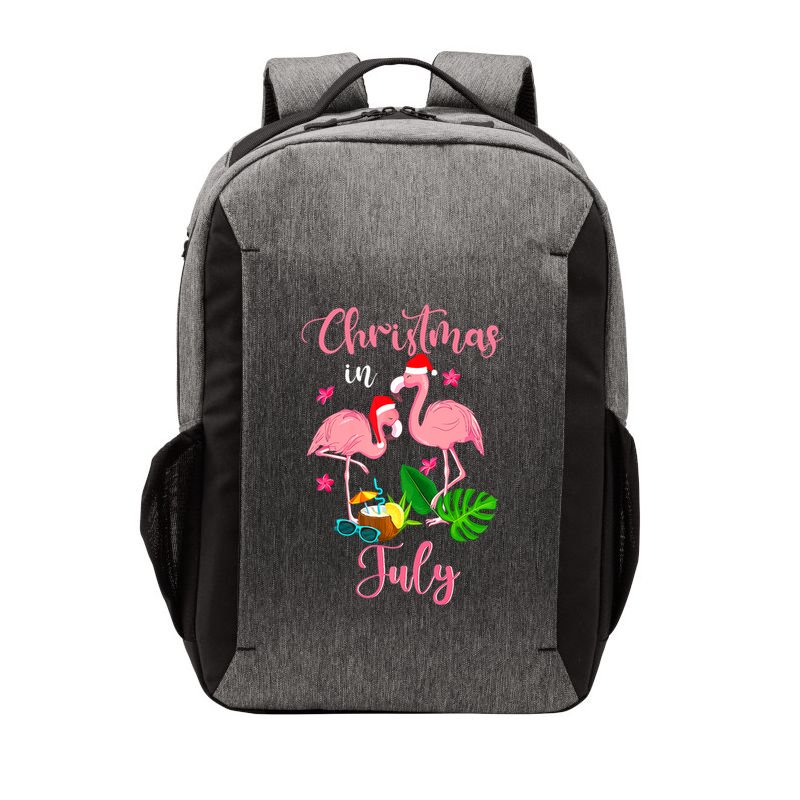 Christmas In July Flamingo With Santa Hat Vector Backpack