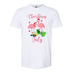 Christmas In July Flamingo With Santa Hat Softstyle CVC T-Shirt