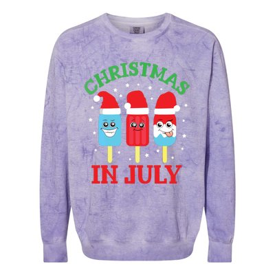 Christmas In July Shirts Ice Pops Santa Funny Colorblast Crewneck Sweatshirt