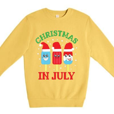 Christmas In July Shirts Ice Pops Santa Funny Premium Crewneck Sweatshirt