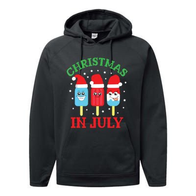 Christmas In July Shirts Ice Pops Santa Funny Performance Fleece Hoodie