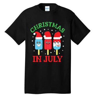 Christmas In July Shirts Ice Pops Santa Funny Tall T-Shirt