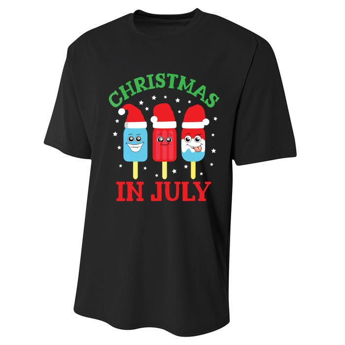 Christmas In July Shirts Ice Pops Santa Funny Performance Sprint T-Shirt