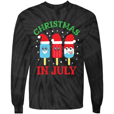 Christmas In July Shirts Ice Pops Santa Funny Tie-Dye Long Sleeve Shirt