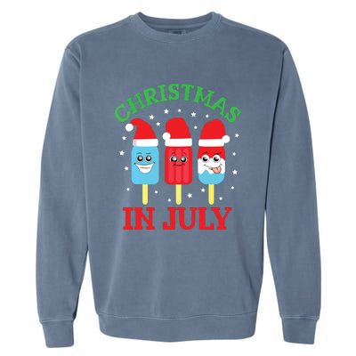 Christmas In July Shirts Ice Pops Santa Funny Garment-Dyed Sweatshirt