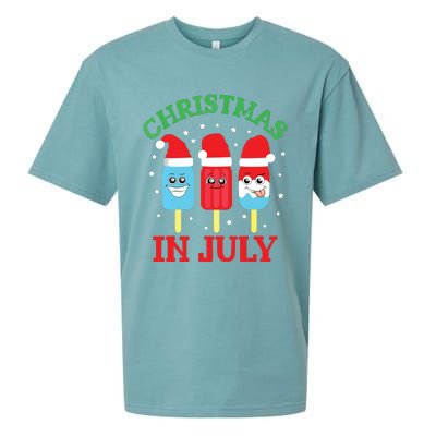 Christmas In July Shirts Ice Pops Santa Funny Sueded Cloud Jersey T-Shirt